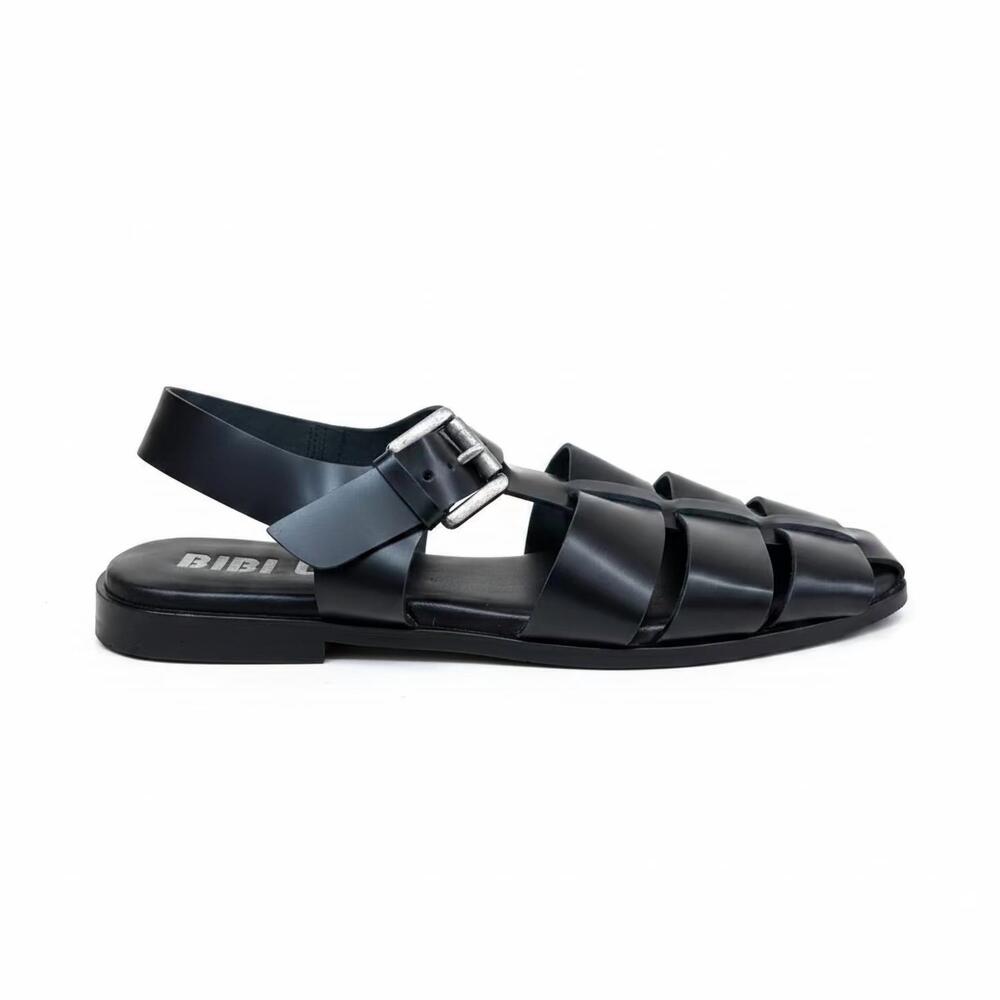 NEW BIBI LOU women's balina flat round toe sandals in black
